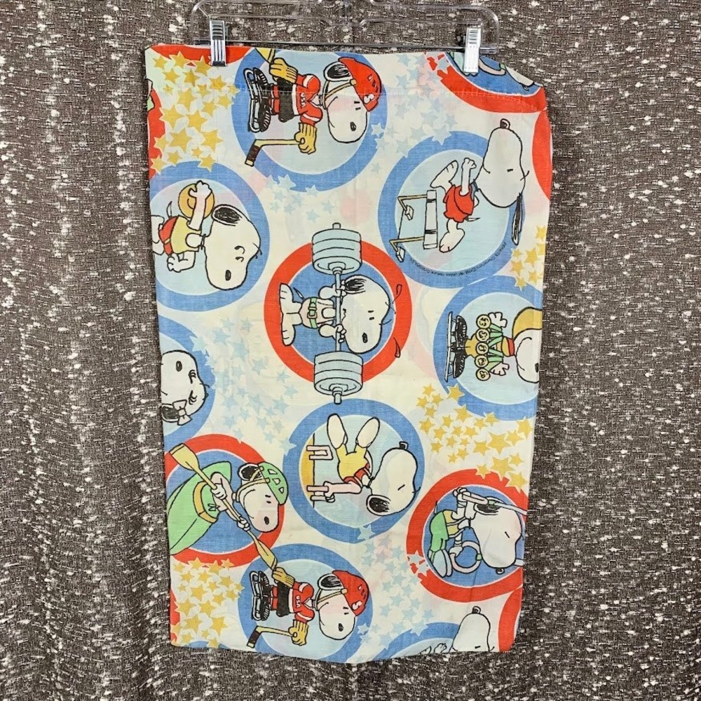 Vintage 1965 Peanuts Snoopy Olympics Sports All Over Print Standard Pillowcase